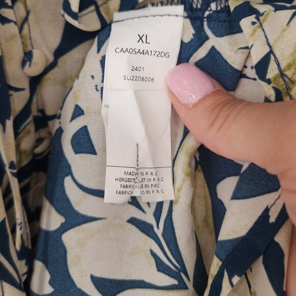 Cupshe Tropical Leaf Print Cover-Up Dress Navy/Cream Women’s XL - Picture 8 of 12